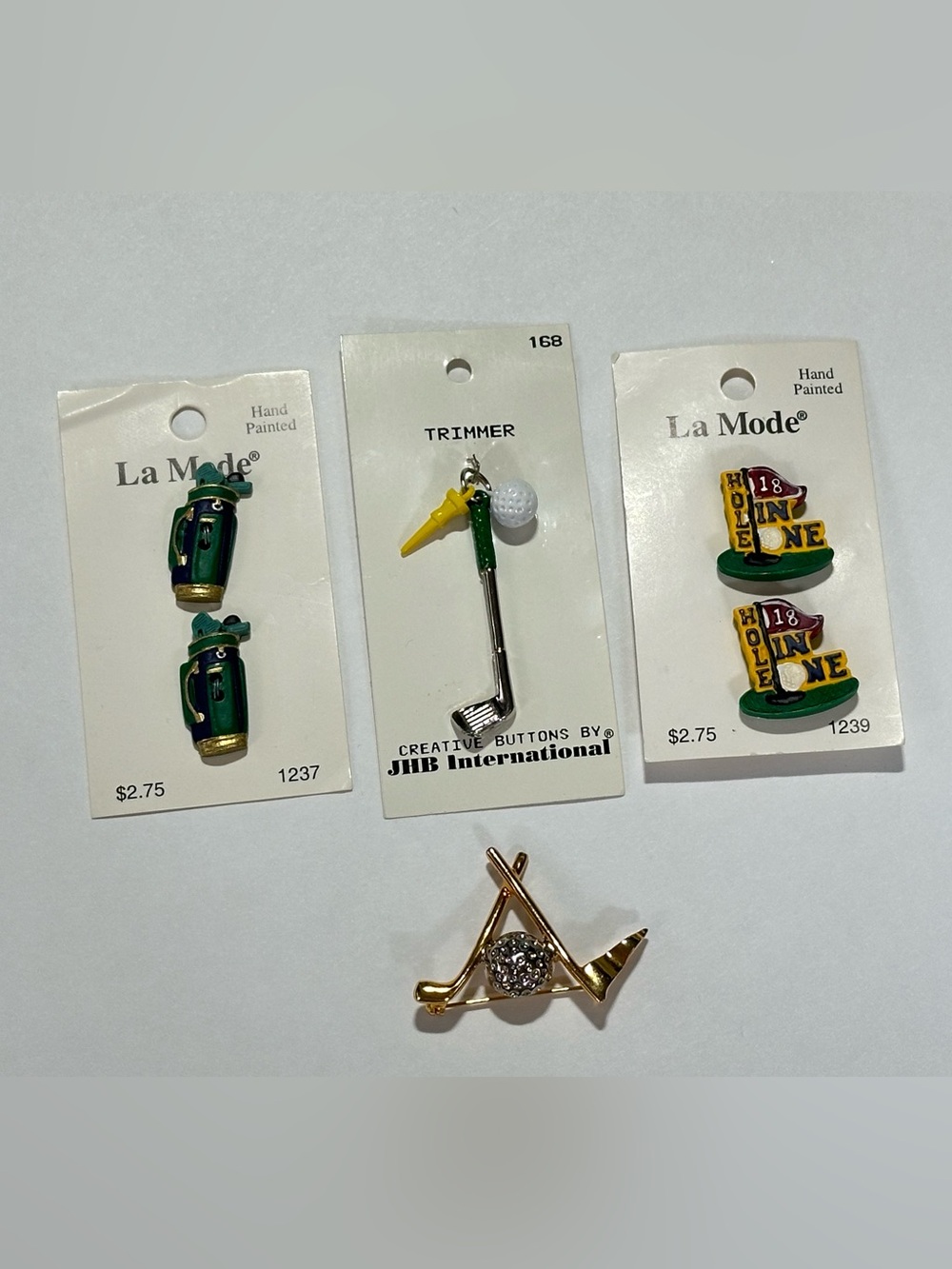 Vintage DIY Golf-Themed Pin Brooch Button Lot Craft Supplies Old Money Masters